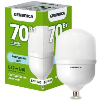 Лампа светодиодная HP 70Вт 230В 6500К E27-E40 GENERICA LL-HP-70-230-65-E27-E40-G IEK