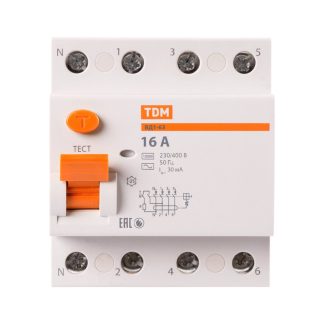 Устройство защитного отключения ВД1-63 4Р 16А 30мА TDM SQ0203-0028