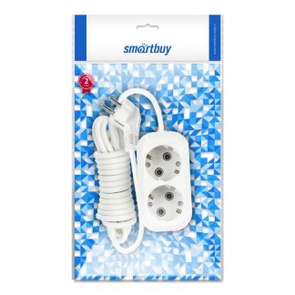 Удлинитель с з/к 2 гнезда 3 метра 16А/3,5кВт ПВС 3х1,0 Smartbuy (SBE-16-2-03-Z)/40