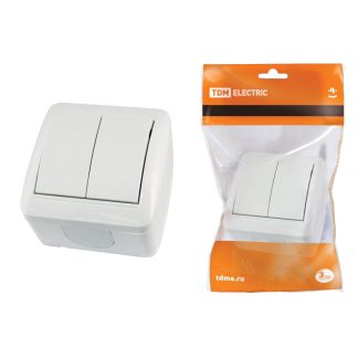 Выключатель 2 кл. 10А ОУ, IP44, серия Селигер, белый, TDM SQ1818-0002