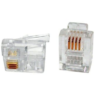 01 Hyperline PLUG-6P4C-P-C2-100 Телефонный разъем RJ-12(6P4C) (3 µ»/ 3 микродюйма) (100 шт)