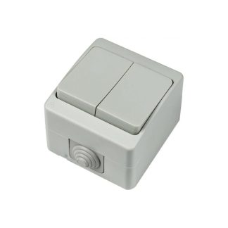 Выключатель 2 кл. 10А ОУ, IP54, серия Fantasy Waterproof, серый, GUNSAN 2913-1200