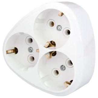 Тройник с з/к 3 гнезда круглый 16А 250B белый Bylectrica РВ 16-259