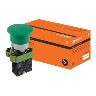 Кнопка грибовидная SB2-BС31 с возвратом, 1НО, d22 мм, зеленая, IP40 TDM SQ0704-0043