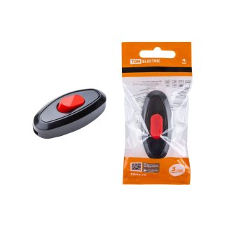 Выключатель на шнур 6А 250В черный с красной кнопкой TDM SQ1806-0222