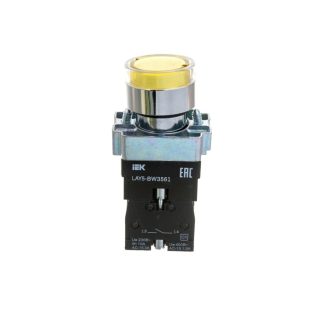 Кнопка LAY5-BW3561 c подсветкой желт. 1з IEK BBT50-BW-K05