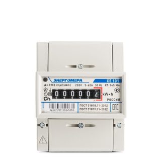 Счетчик CE101 R5 145 M6 1ф 5-60А класс точн. 1.0 1 тариф. на DIN-рейку мех. ОУ Энергомера 1010010030