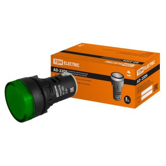 Лампа AD-22DS(LED)матрица d22мм зеленый 12В AC/DC TDM SQ0702-0018
