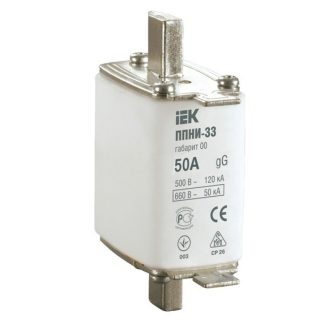 Вставка плавкая ППНИ-33 50А габарит 0 IEK DPP10-050