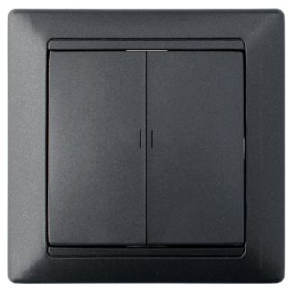 Выключатель 2 кл. 10А СУ с подсветкой, серия СТИЛЬ, графит, Bylectrica С5 10-815
