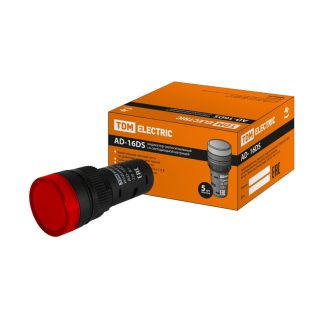 Лампа AD-16DS(LED)матрица d16мм красный 230В АС TDM SQ0702-0071