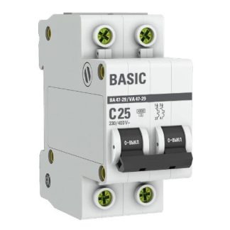 Автоматический выключатель 2P 25А (C) 4,5кА ВА 47-29 EKF Basic mcb4729-2-25C