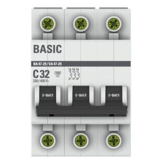 Автоматический выключатель 3P 32А (C) 4,5кА ВА 47-29 EKF Basic mcb4729-3-32C