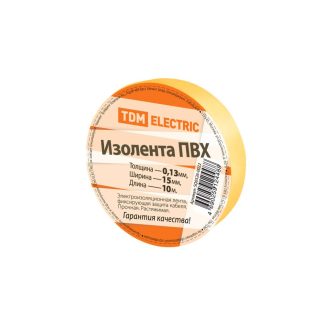 Изолента ПВХ 0,13*15мм Желтая 10метров TDM SQ0526-0022