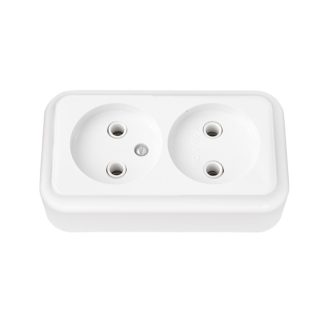 Розетка 2-я без з/к 16А ОУ серия ПРАЛЕСКА, белая, Bylectrica РА16-260
