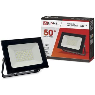 Прожектор светодиодный СДО-7 50 Вт 6500К IP65 черный IN HOME 4690612034638
