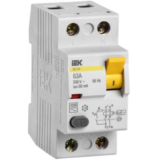 Выключатель дифференциального тока (УЗО) 2п 63А 30мА тип AC ВД1-63 IEK MDV10-2-063-030