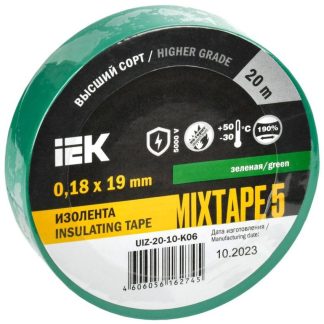 Изолента ПВХ зеленая 19мм 20м UIZ-20-10-K06 IEK