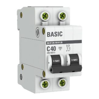 Автоматический выключатель 2P 40А (C) 4,5кА ВА 47-29 EKF Basic mcb4729-2-40C