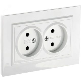 Розетка 2-я без з/к 10А СУ серия BRITE РС12-2-БрБ, белый, в сборе IEK BR-R20-10-K01-F