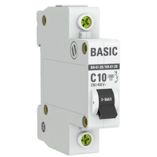 Автоматический выключатель 1P 10А (C) 4,5кА ВА 47-29 EKF Basic mcb4729-1-10C