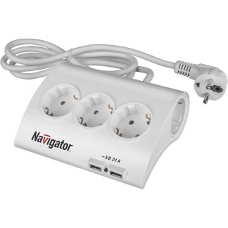 Удлинитель с з/к 3 гнезда 1,8 метров 16А/3,5кВт ПВС 3х1,0 Navigator NPE-USB-05-180-ESC-3X1.0