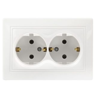 Розетка 2-я с з/к 16А СУ серия Венера, керамика, белая, Smartbuy (SBE-01w-16-S2-Z-c)