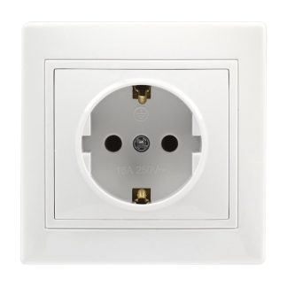 Розетка 1-я с з/к 16А СУ серия Венера, керамика, белая, Smartbuy (SBE-01w-16-S1-Z-c)