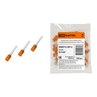 Наконечник-гильза Е0508 0,5мм2 с изолированным фланцем (100шт) TDM SQ0512-0012