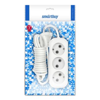 Удлинитель без з/к 3 гнезда 5 метров 10А/2,2кВт ПВС 2х1,0 Smartbuy (SBE-10-3-05-N)/40
