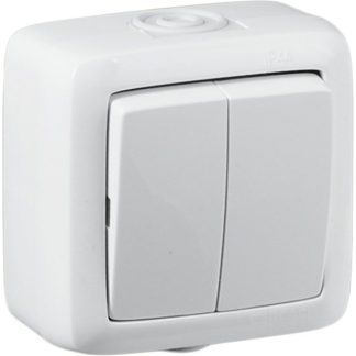 Выключатель двухклавишный наружный белый 10А IP44 10А ВА10-251 HEGEL
