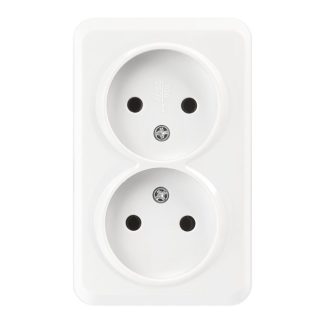 Розетка 2-я без з/к 10А ОУ серия Юпитер, керамика, белая, Smartbuy (SBE-03w-10-S2-N-c)