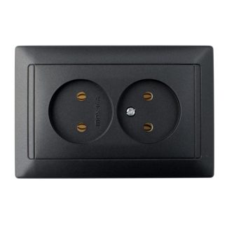 Розетка 2-я без з/к 16А СУ серия СТИЛЬ, графит, Bylectrica РС16-307