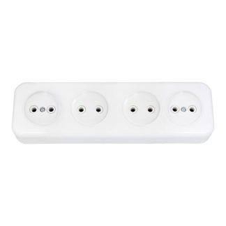 Розетка 4-я без з/к 16А ОУ серия ПРАЛЕСКА, белая, Bylectrica РА16-246