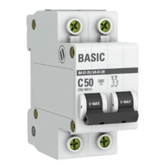 Автоматический выключатель 2P 50А (C) 4,5кА ВА 47-29 EKF Basic mcb4729-2-50C