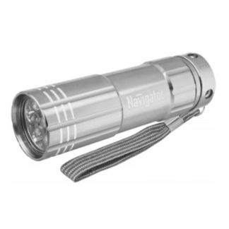 Металический фонарь серии NPT-CM07-3АAA алюм.9LED, блист.