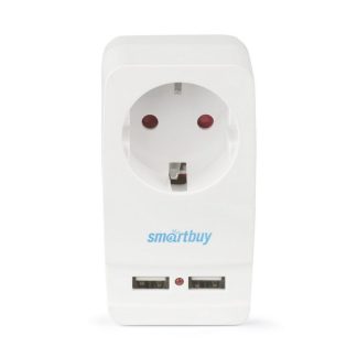 Адаптер-фильтр Smartbuy, 1 гнездо с заземлением 16A, 2 USB 2.1 A (SBE-16-A05-USB)