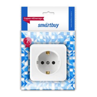 Розетка 1-я с з/к 16А ОУ серия Юпитер, белая, Smartbuy (SBE-03w-16-S1-Z)