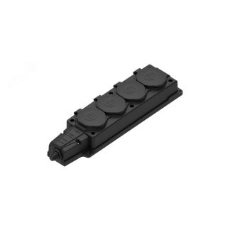 Колодка (блок розеток) 4 гнезда с з/к аучук 16А/250В IP44 Чёрная MultiSet MST4104BK Systeme Electric