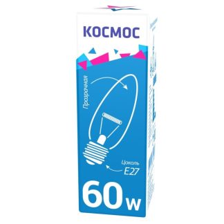 Лампа накаливания Свеча 60Вт E27 прозр. Космос LKsmSCnCL60E27v2
