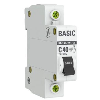 Автоматический выключатель 1P 40А (C) 4,5кА ВА 47-29 EKF Basic mcb4729-1-40C