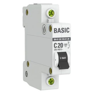 Автоматический выключатель 1P 20А (C) 4,5кА ВА 47-29 EKF Basic mcb4729-1-20C