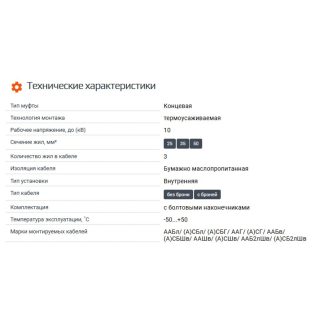 Муфта кабельная концевая 10кВ 3КВТп-10-25/50-Б КВТ 50115