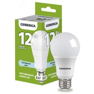 Лампа светодиодная A60 груша 12Вт 230В 6500К E27 GENERICA LL-A60-12-230-65-E27-G IEK