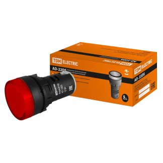 Лампа AD-22DS(LED)матрица d22мм красный 12В AC/DC TDM SQ0702-0016