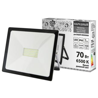 Прожектор светодиодный СДО-04-070Н 70Вт, 6500К, IP65, черный, Народный SQ0336-0264