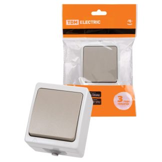 Выключатель 1 кл. 10А ОУ, IP54, серия Вуокса, серый, TDM SQ1803-0001