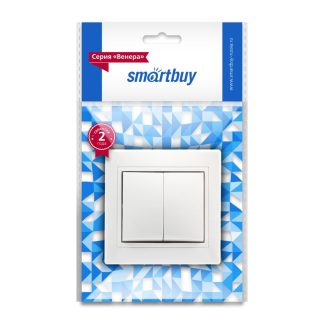 Выключатель 2 кл. 10А СУ серия Венера, белый, Smartbuy (SBE-01w-10-SW2-0)