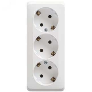 Розетка 3-я откр. уст. с з/к без шторок 16А 250B, белый PA16-011B Systeme Electric Electric ЭТЮД