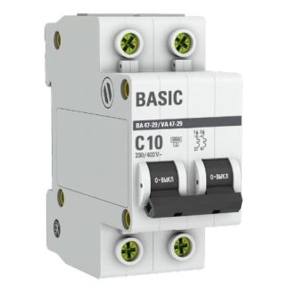 Автоматический выключатель 2P 10А (C) 4,5кА ВА 47-29 EKF Basic mcb4729-2-10C